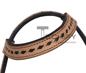 Western Horse One Ear Peint à la main Fleur Headstall Bride avec plastron Coloré Outillage et tissage en cuir brut - Product Image 4