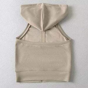 Débardeur à capuche sans manches pour femme, 100% coton molletonné, avec fermeture éclair, pour le sport et la musculation - Product Image 2