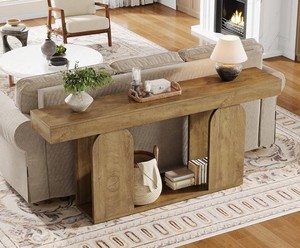 Mesa Consola Moderna de Madera Maciza con Estante de Almacenamiento y Base de Trípode para Entrada o Sala de Estar - Product Image 4