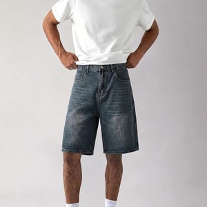 Nuevos Pantalones Cortos de Mezclilla para Hombre, Cintura Alta, Corte Recto, Lavado a la Piedra, Algodón, Casuales, Transpirables, para Verano, OEM ODM - Product Image 1