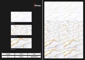 Azulejos de Pared de Cerámica Modernos de Alto Brillo, 30X60CM, Superficie Decorativa para Proyectos de Diseño de Paredes Interiores de Baños y Cocinas - Product Image 3