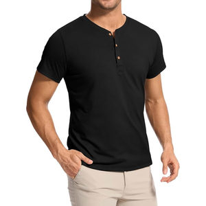 Men's Cotton <b>Henley</b> Polo Shirt 3 Button Placket <b>Short</b> <b>Sleeve</b> Casual T Shirt Manufactured in Bangladesh - Product Image 5