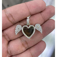 Pendentif Cœur Aile d'Ange Premium avec Diamant de Laboratoire en Argent Sterling 925 Entièrement Sertie – Bijou Tendance