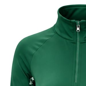 Pull-over de sport pour femme vert émeraude personnalisé par le fabricant, avec quart de zip, panneau floral sur la manche, manches longues, pour l'équitation - Product Image 3