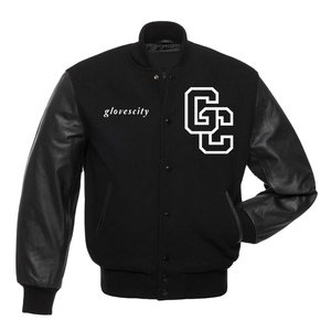 Chaqueta Cortavientos de Lana Melton Personalizada para Hombre, con Cuello Alto y Logotipo Frontal, Chaqueta Universitaria de Invierno - Product Image 1
