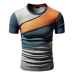 เสื้อยืดแขนสั้นผู้ชาย แห้งเร็ว ระบายอากาศดี สวมใส่สบาย ผลิตจากโพลีเอสเตอร์/คอตตอน ลายเรียบ สไตล์เรียบง่าย - Product Image 1