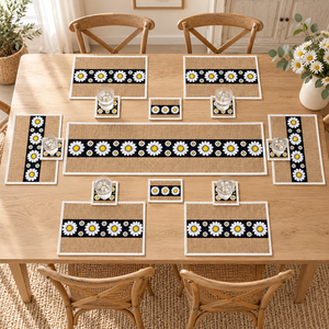 Ensemble de 11 pièces de napperons de table en jute vintage écologiques, antidérapants, rectangulaires, pour la décoration de la salle à manger - Product Image 6