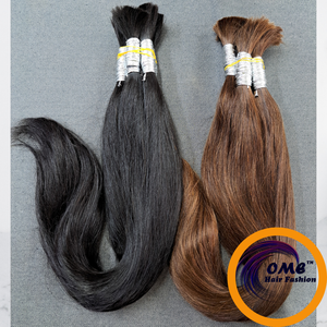 Extensions de cheveux humains vierges lisses en vrac, 100% cheveux Remy non traités pour tressage, cheveux en vrac noir naturel - Product Image 6