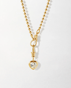 สร้อยคอทองคำแท้ 14K ดีไซน์ทันสมัย ประดับเพชร VVS ทรงหัวใจขนาด 7 มม. พร้อมจี้รูปหัวใจ เหมาะสำหรับผู้หญิง สวมใส่ในงานกลางคืน - Product Image 1