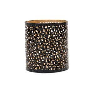 Portavelas Votivo Redondo de Metal Moderno con Filigrana - Portavelas de Hierro con Acabado Dorado Cepillado - Contenedor Decorativo Geométrico para Velas de Té - Product Image 5