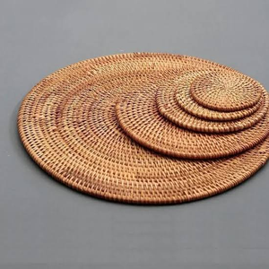 Premium Round Rattan <b>Placemat</b> - 25cm 35cm Handcrafted Woven <b>Table</b> Accessory Made in Vietnam - Product Image 1
