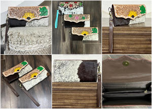 กระเป๋าสตางค์หนังวัวแท้คุณภาพสูง งานแฮนด์เมด ดีไซน์วินเทจ ป้องกัน RFID สำหรับผู้หญิง - Product Image 3