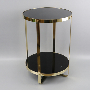 Table d'appoint moderne en métal pour entrée de maison avec deux étagères ouvertes pour salon - Product Image 6