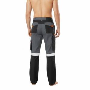 Men's High Visibility Work <b>Pants</b> With Multiple Pockets Reflective Stripes Breathable Canvas Material <b>Summer</b> Wear - Product Image 1