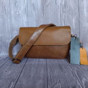 Bolso Bandolera de Cuero Genuino Marrón, Bolso de Hombro Vintage con Solapa, Accesorio de Moda para Mujer para Viajes Diarios - Product Image 3