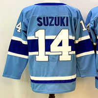 Maillots de hockey pour hommes de haute qualité 100% polyester, cousus, séchage rapide, col en V, noms d'équipe personnalisés, broderie à paillettes, sublimation, adultes
