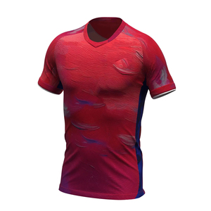 Maillot de volley-ball à manches courtes pour adultes, bleu foncé, col en V, t-shirt d'entraînement de football, séchage rapide, respirant, t-shirt de sport - Product Image 5
