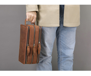Men Vintage Travel Shaving <b>Bag</b> Travel <b>Accessories</b> Organizer Cosmetic Case Leather Dopp Kit Leather Toiletry <b>Bag</b>. - Product Image 6