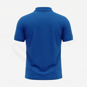 เสื้อโปโลแขนสั้นสีน้ำเงินสำหรับผู้ชาย ผ้าฝ้าย 100% ผ้าอ๊อกซ์ฟอร์ด ระบายอากาศได้ดี สวมใส่สบาย ทรงปกติ ดีไซน์เรียบง่าย ทอแบบทั่วไป - Product Image 2