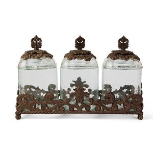 Artisan Cast Brass Canister Trio Hand-Chiseled Pointillism Pattern Flush Lid <b>Trinket</b> <b>Box</b> Display - Product Image 3