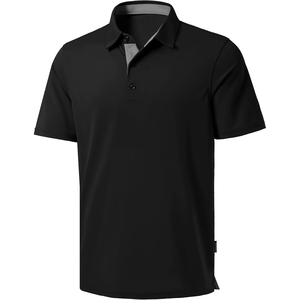 Chemises pour hommes en polyester et coton, à manches courtes, unies, tricotées, anti-plis, avec logo brodé personnalisé, décontractées, 180g, marque KLS, fabrication OEM - Product Image 2