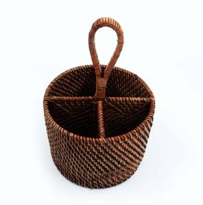 Porte-ustensiles en rotin écologique de haute qualité, tissé à la main, 4 compartiments, léger, sûr pour les aliments, organisateur de vaisselle - Product Image 2