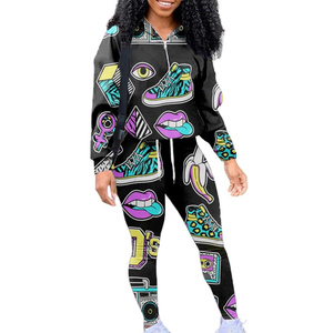 Ensemble de survêtements personnalisés à faible MOQ, ensembles de survêtements d'entraînement pour femmes, survêtements sublimés pour le streetwear à prix de gros - Product Image 1