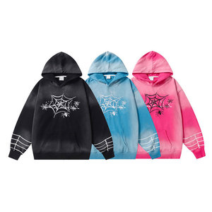 Sweat à capuche respirant en molleton dégradé avec broderie toile d'araignée Wearpex, éco-responsable, pour hommes et femmes, marque de mode urbaine style China-Chic - Product Image 1