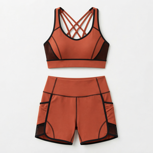 Women's Racerback Sports <b>Bra</b> High Waist Shorts Set Geometric <b>Blue</b> Yoga Activewear 2 Piece Seamless Breathable - Product Image 5