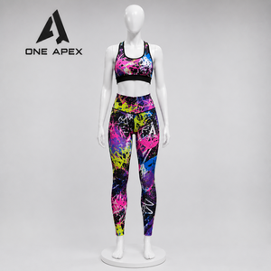 Women Printed <b>Yoga</b> <b>Set</b> High Waist Gym Leggings Sports Bra Fitness Workout Activewear Training Clothing <b>Set</b> - Product Image 1
