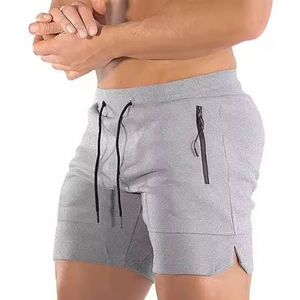 Shorts unis de couleur unie pour hommes, coupe classique, tissu doux, vêtements de sport pour la musculation et l'entraînement. - Product Image 1