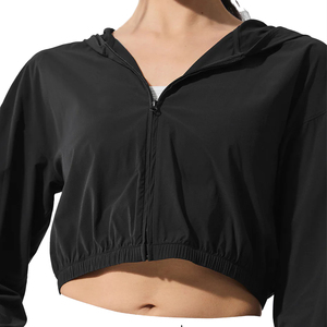 Conjunto de Sudadera con Capucha Corta y Pantalones Anchos para Mujer, 2 Piezas, Ligero, Elástico, Ropa Deportiva Informal, Venta al Por Mayor, OEM - Product Image 4