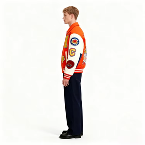 Vintage School <b>Baseball</b> Letterman Varsity <b>Jacket</b> Chenille Applique Embroidered Patchwork Winter 100% Wool - Product Image 3