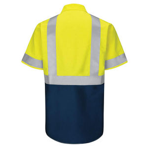 Camiseta polo de manga corta con logotipo OEM personalizado, uniforme de trabajo de alta visibilidad, reflectante, transpirable, con bolsillo de malla. - Product Image 4