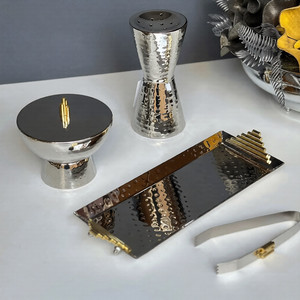 ชุดที่วางธูปโลหะสุดหรูเครื่องเผาบาคูร์ตั้งโต๊ะทำจากสเตนเลสสตีลขัดเงาทางศาสนา - Product Image 1