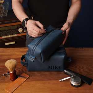 Bolsa de Aseo de Cuero Genuino Resistente Personalizada, Neceser de Viaje Vintage para Hombre, Impermeable, para Afeitar y Cosméticos, LYG-0195 - Product Image 4