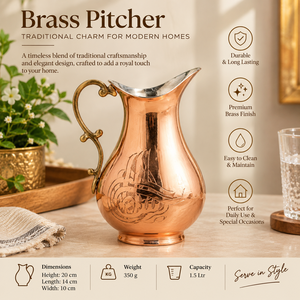 Carafe à eau en cuivre pur lisse avec gravure Tugra ottomane, poignée en laiton, carafe arabe traditionnelle, vaisselle de service - Product Image 5