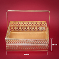 Panier de rangement ovale en métal doré, plateau décoratif multifonctionnel, panier de service, panier cadeau, organisateur, décoration d'intérieur