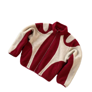 Veste zippée en polaire Sherpa tricotée pour homme, col montant, manches classiques, color block, chaude, décontractée, pour l'hiver, 220g - Product Image 2
