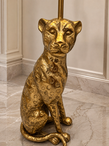 Luxury Golden <b>Leopard</b> Floor <b>Lamp</b> with Black Shade | AC Powered Neon Bulbs Animal Sculpture Standing <b>Lamp</b> Living Room Home Decor - Product Image 6