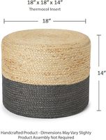 Meilleur prix Pouf rond en jute, tabouret de sol, pouf artisanal indien pour salon et hôtel, console avec incrustations en os