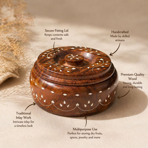 Boîte à épices en bois avec 4 grands compartiments et cuillère, boîte à masala de cuisine, boîte à épices en bois Namak Dani, récipient de rangement pour épices multifonctionnel - Product Image 2