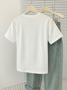 T-shirt en strass pour homme, manches courtes, col rond, tee-shirt à pois brillants, streetwear surdimensionné, OEM ODM, logo personnalisé - Product Image 3
