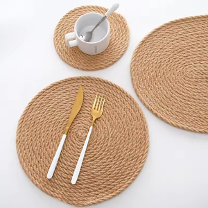 Sustainable Classic Natural Woven Jute Tea <b>Coffee</b> Coaster Set <b>Rustic</b> Home Decor Bulk - Product Image 3