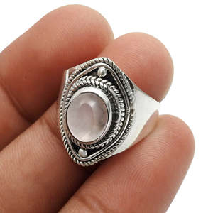 925 Sterling Silver Vintage <b>Ring</b> Comes With Oval Cut Rose <b>Quartz</b> Gemstone Handmade Bohemian Jewelry Perfect Gift For Him Or Her - Product Image 4