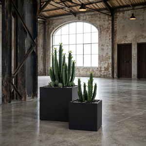 Bulk Order Graphite Fiberglass <b>Box</b> Cube Flower Planter Matte Stone Finish Home Balcony 5 Size Set 30-70cm - Product Image 5