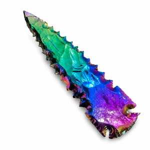 Punta de Flecha de Cuarzo Aura de Titanio de 6 Pulgadas con Tallado de Corazón de Ágata, Gema de Arte Reiki, Venta al por Mayor - Product Image 1