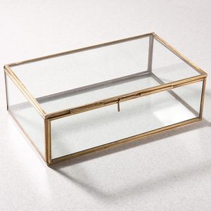 Glass Brass Display Box Handmade Gold Glass Gift Box Decorative Storage Box for <b>Keepsakes</b> <b>Wedding</b> Gifts Home Decor - Product Image 1