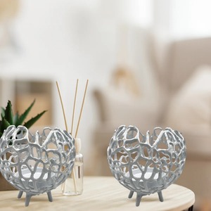 Decorative <b>Antique</b> Style <b>Antique</b> Round <b>Tea</b> Light Holder <b>Set</b> White Coral Design Heat Resistant Home Decoration - Product Image 4