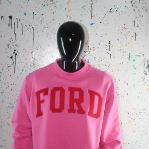 Sudadera FORD Rosa con Cuello Alto, 100% Roja, Apliques Bordados, Sudadera de Cuello Ancho con Hilos Finos - Product Image 4